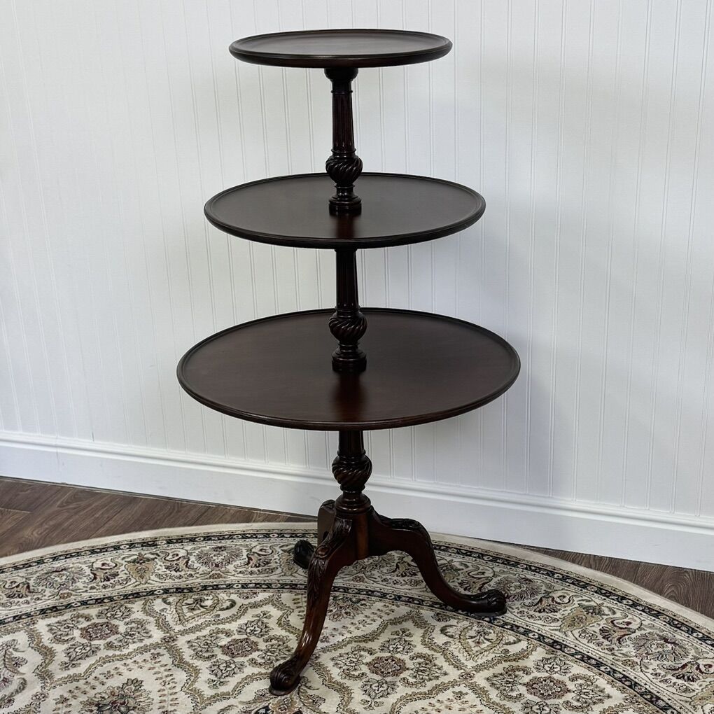 Antique Style 3-Tier Rotating Pedestal Table