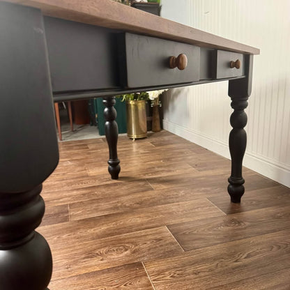 Two-Tone Wood Table or Desk with Double-Sided Drawers