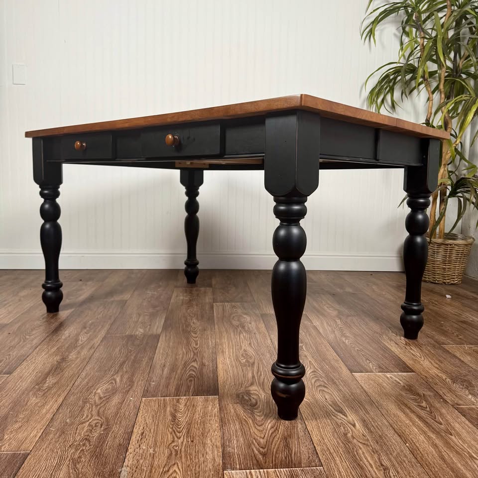 Two-Tone Wood Table or Desk with Double-Sided Drawers