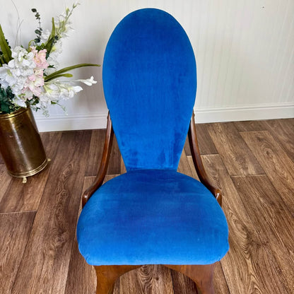 Vintage Victorian-Revival Parlor Rocking Chair – Cobalt Blue Velvet Accent Chai