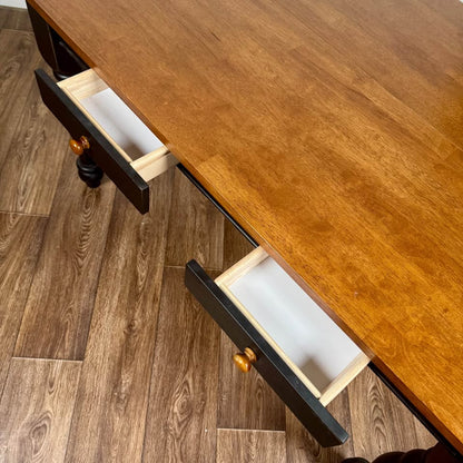 Two-Tone Wood Table or Desk with Double-Sided Drawers