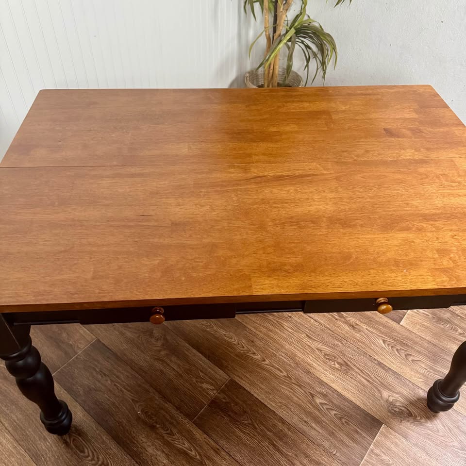 Two-Tone Wood Table or Desk with Double-Sided Drawers
