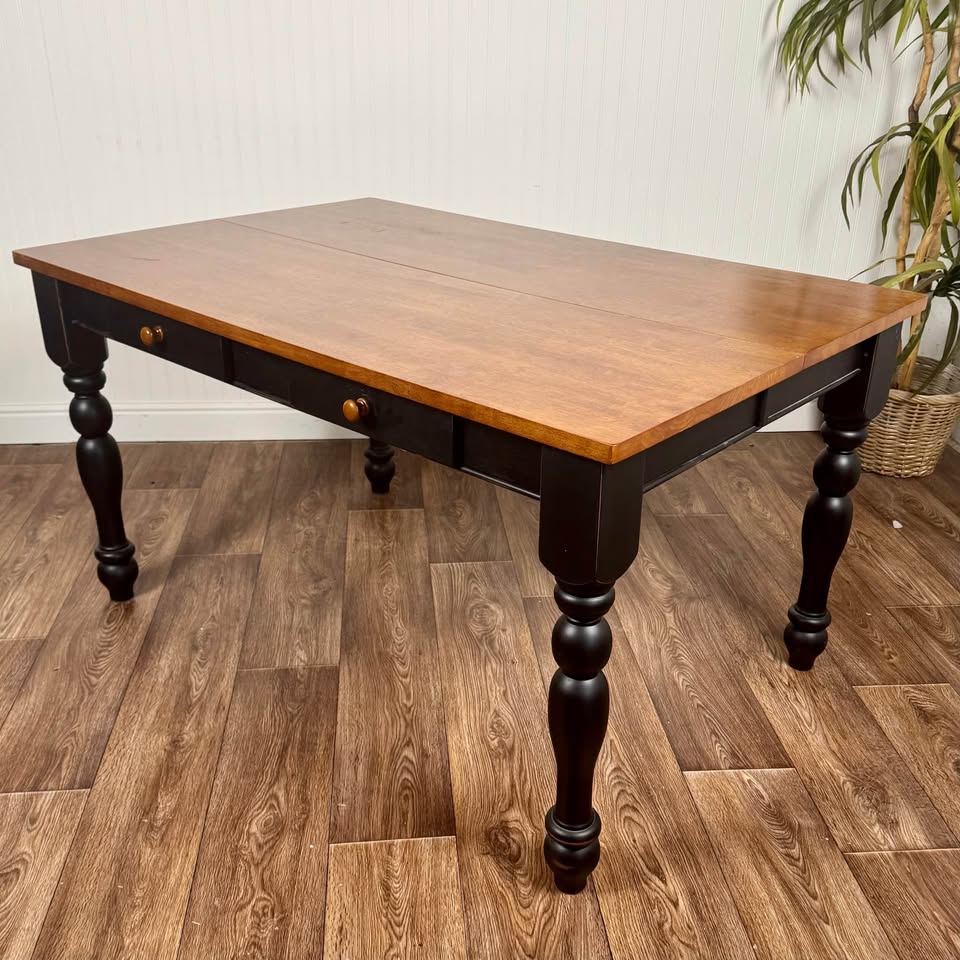 Two-Tone Wood Table or Desk with Double-Sided Drawers