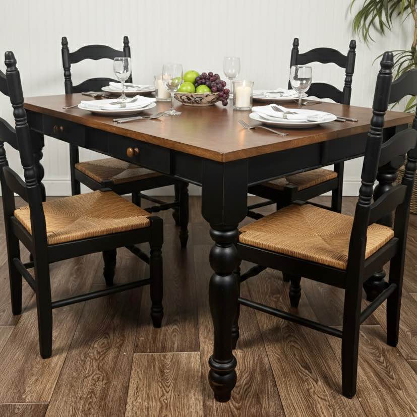 Two-Tone Wood Table or Desk with Double-Sided Drawers