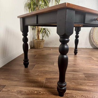 Two-Tone Wood Table or Desk with Double-Sided Drawers