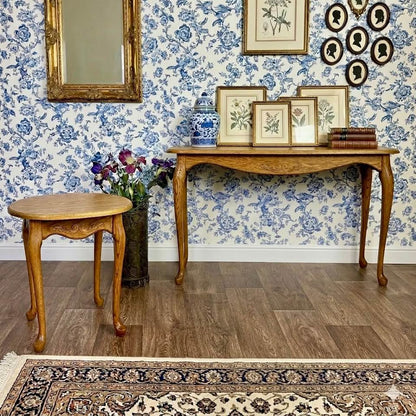 Vintage Solid Oak Heirloom Console and Side Table Set