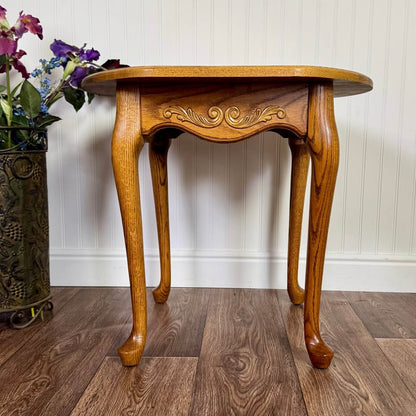 Vintage Solid Oak Heirloom Console and Side Table Set