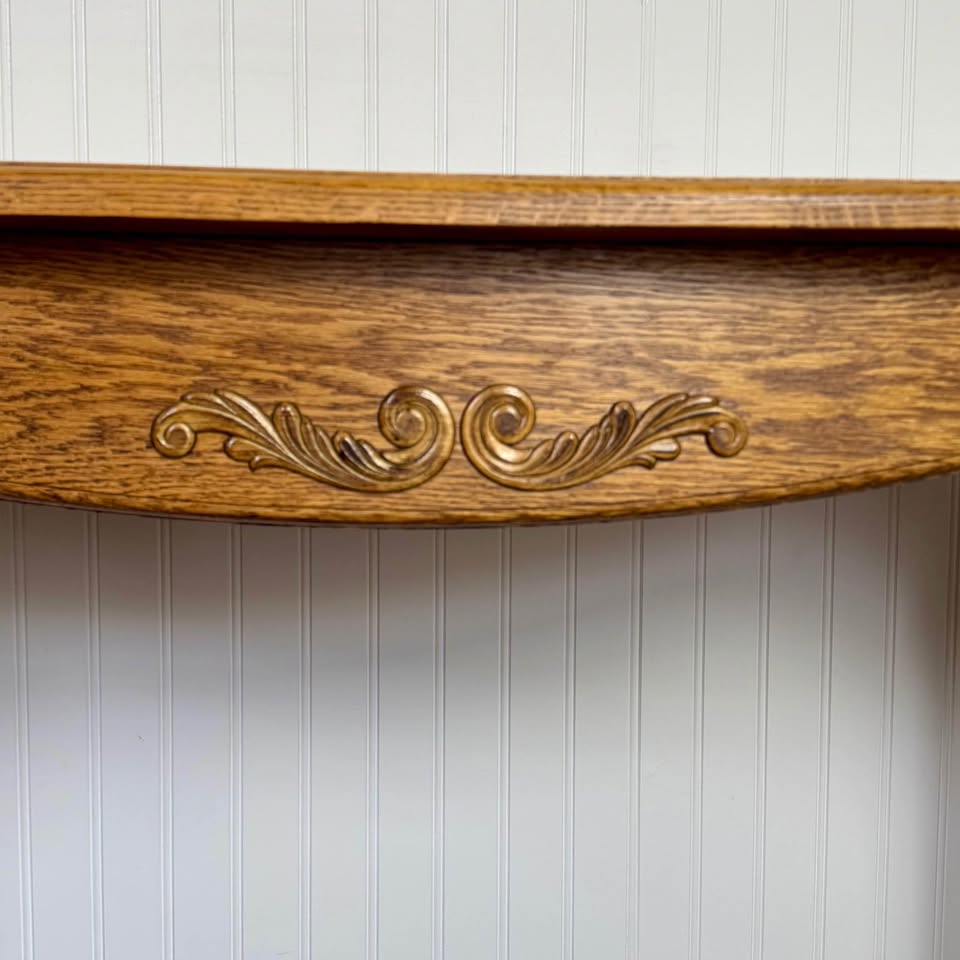 Vintage Solid Oak Heirloom Console and Side Table Set