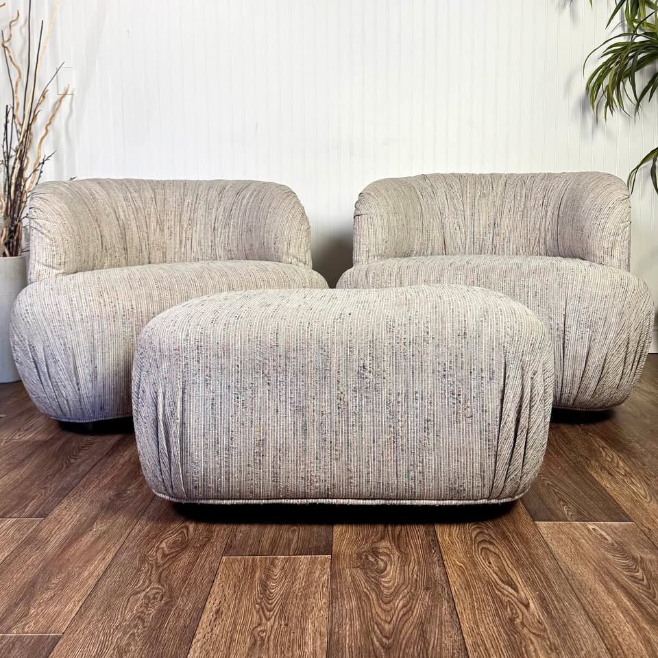 Rare 1980s Postmodern “Cloud” Lounge Chair Set