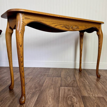 Vintage Solid Oak Heirloom Console and Side Table Set