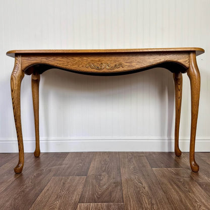 Vintage Solid Oak Heirloom Console and Side Table Set