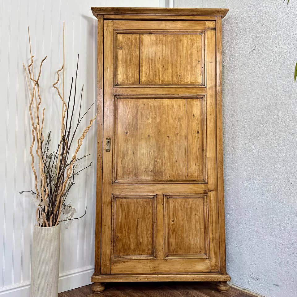 Primitive European Pine Corner Cabinet / Cupboard