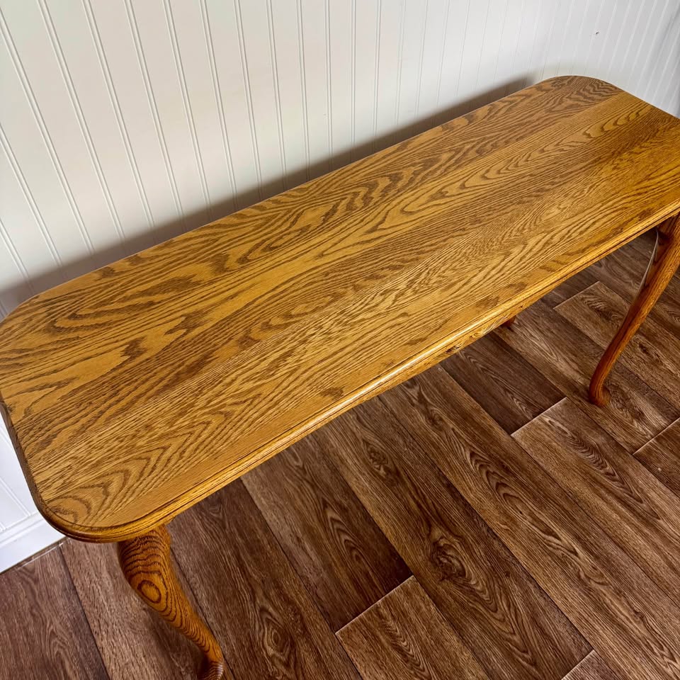Vintage Solid Oak Heirloom Console and Side Table Set