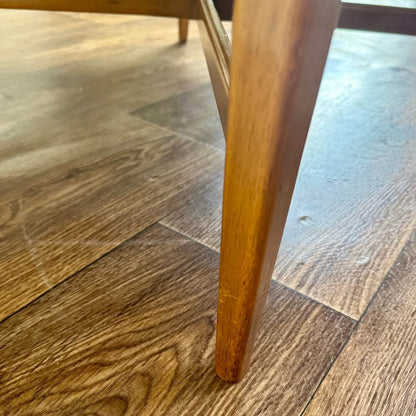 Vintage Mid-Century Modern Solid Oak Coffee Table w/ Spider Base
