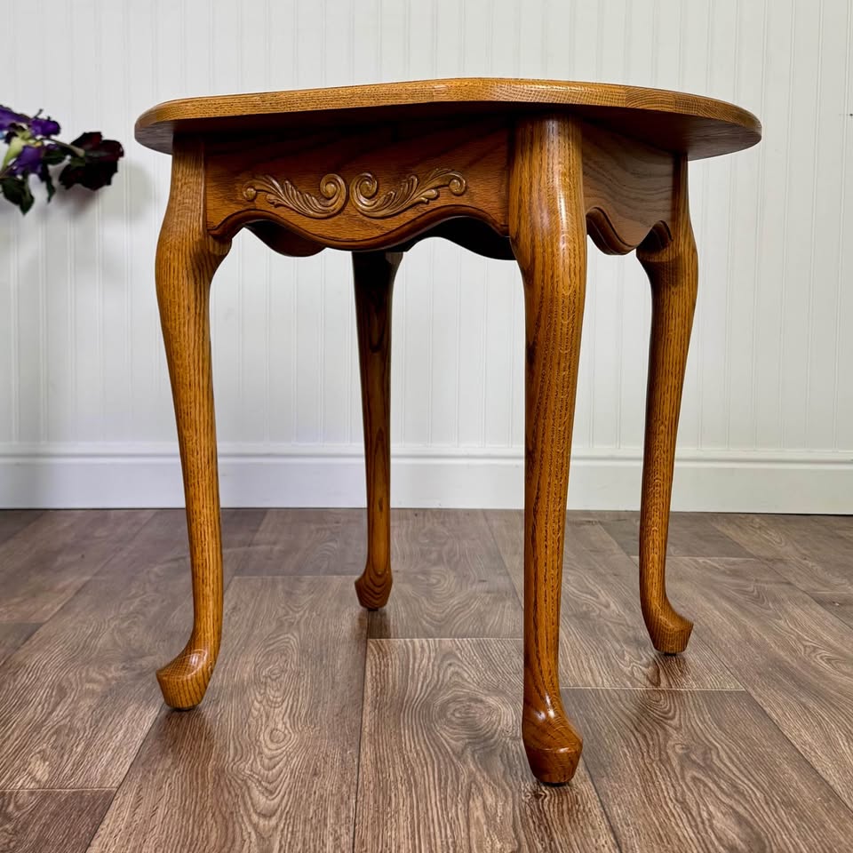 Vintage Solid Oak Heirloom Console and Side Table Set