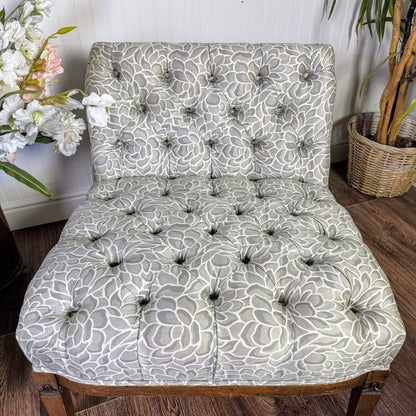 Pair of Vintage Hollywood Regency Tufted Slipper Chairs