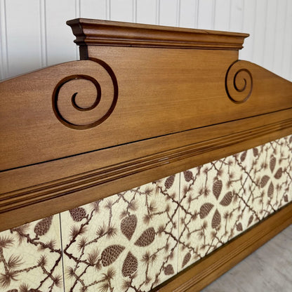 Antique Carrara Marble Washstand / Sideboard with Pinecone Tile Backsplash