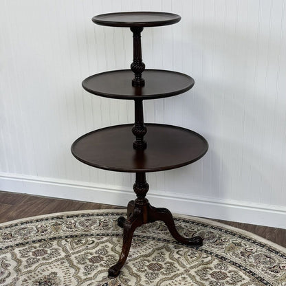 Antique Style 3-Tier Rotating Pedestal Table