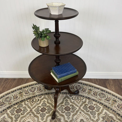 Antique Style 3-Tier Rotating Pedestal Table