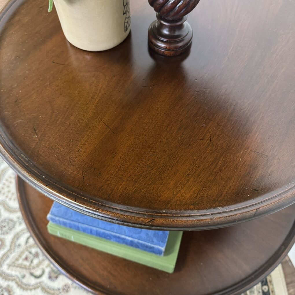 Antique Style 3-Tier Rotating Pedestal Table