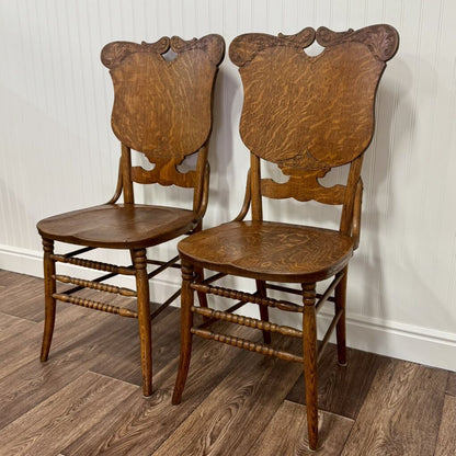 Pair of Antique Tiger Oak Chairs