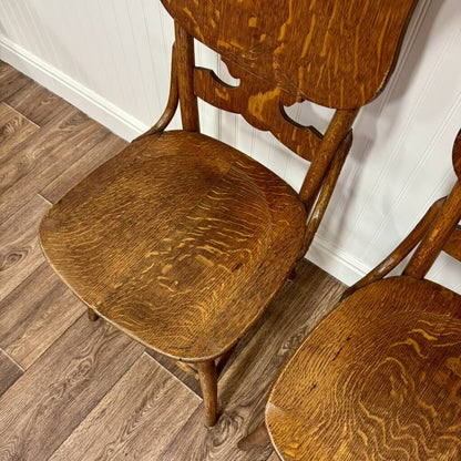 Pair of Antique Tiger Oak Chairs