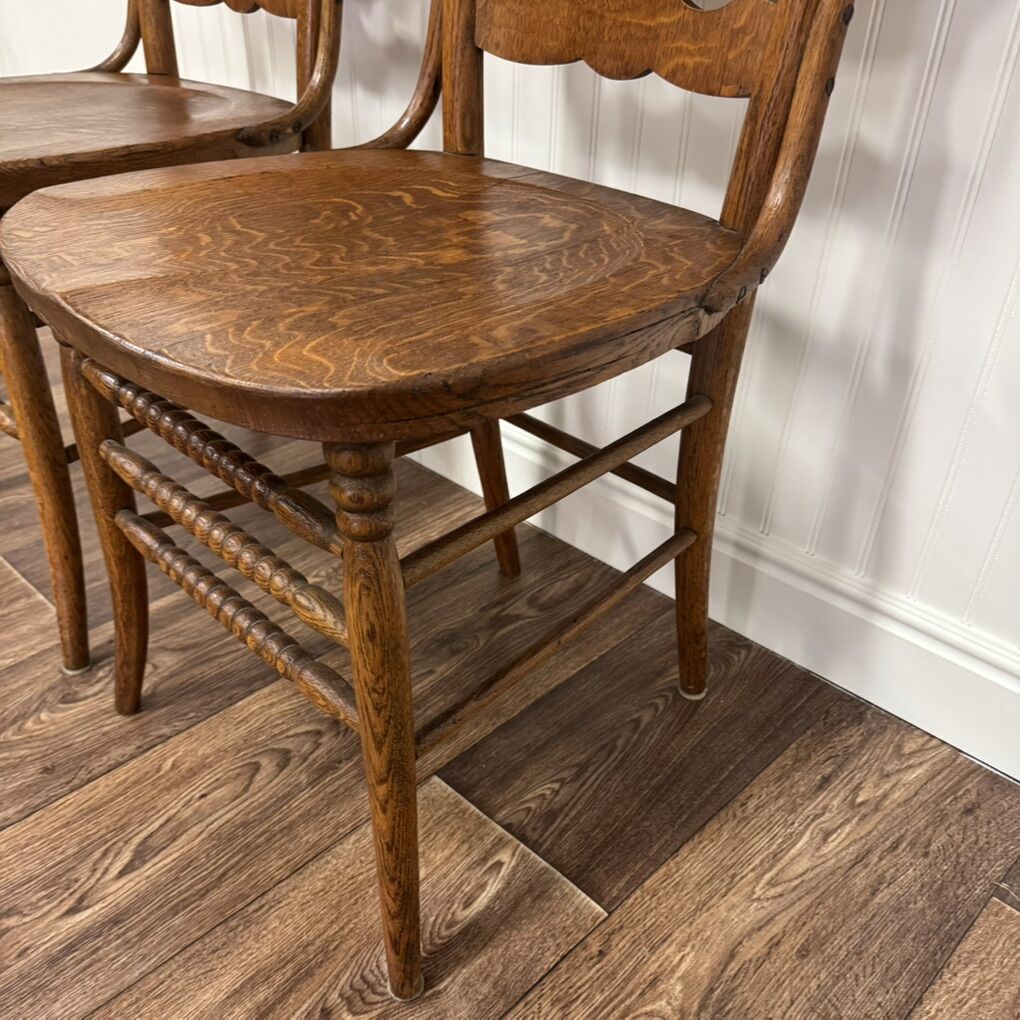 Pair of Antique Tiger Oak Chairs