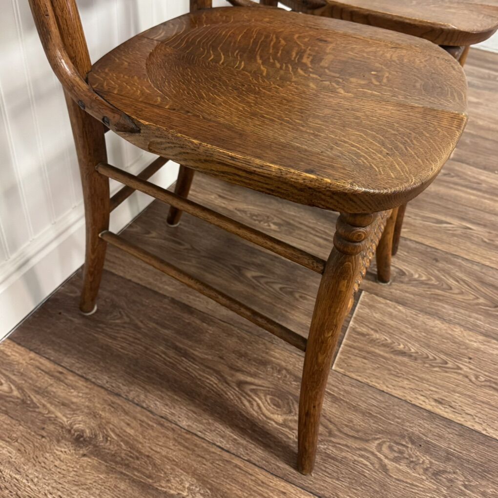 Pair of Antique Tiger Oak Chairs
