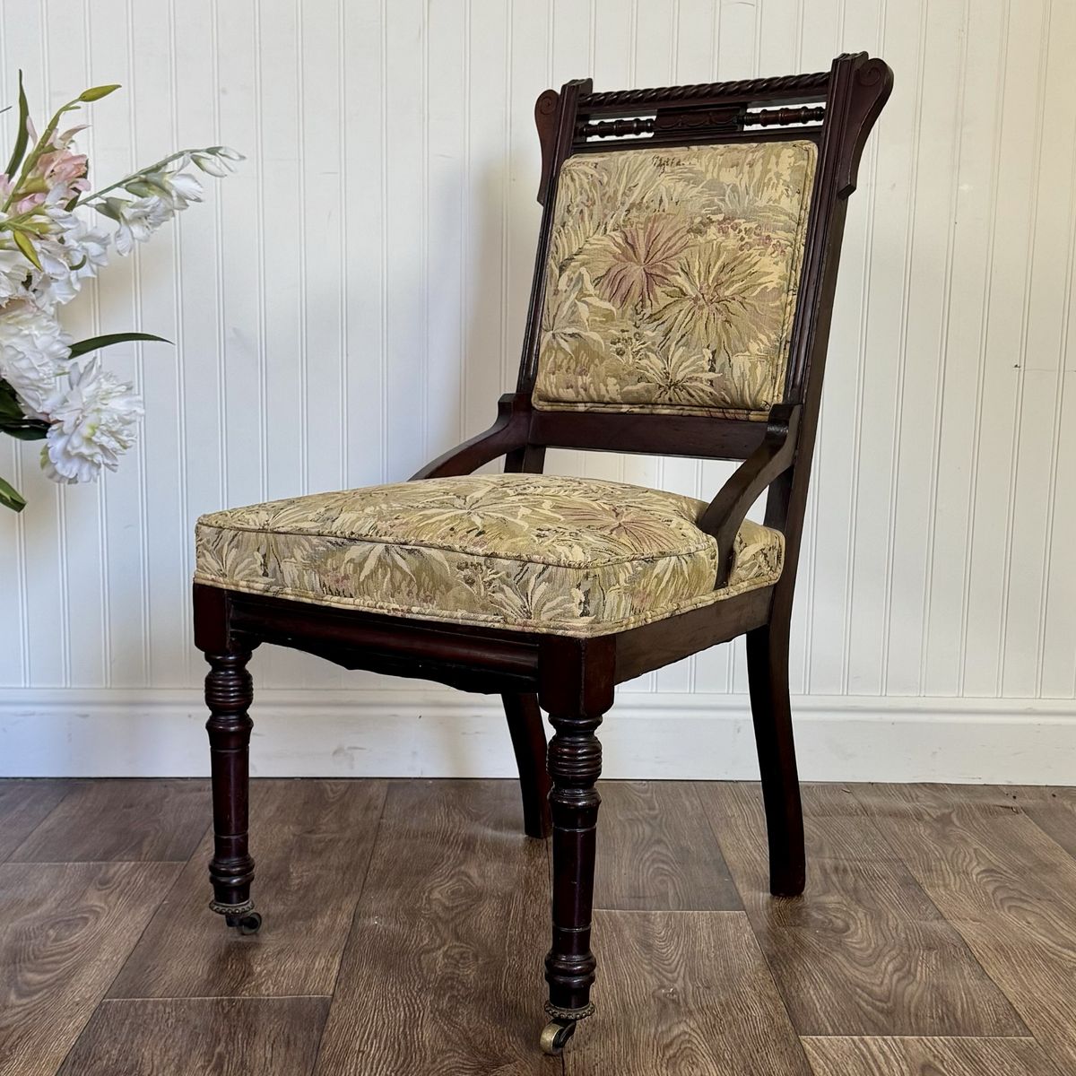 Antique Victorian / Edwardian Library Chair on Casters