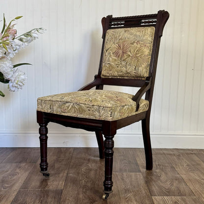 Antique Victorian / Edwardian Library Chair on Casters