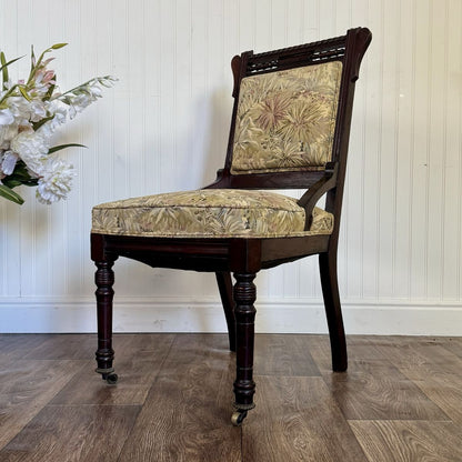 Antique Victorian / Edwardian Library Chair on Casters