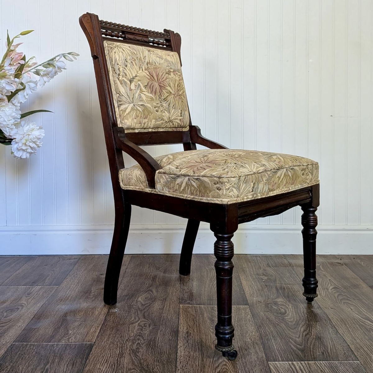 Antique Victorian / Edwardian Library Chair on Casters