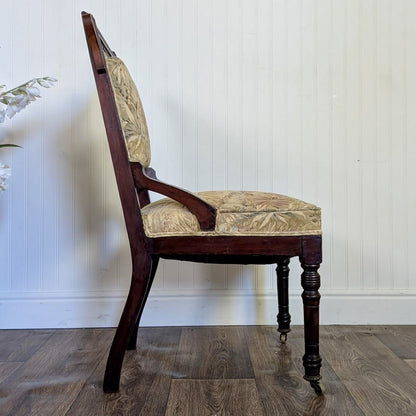 Antique Victorian / Edwardian Library Chair on Casters