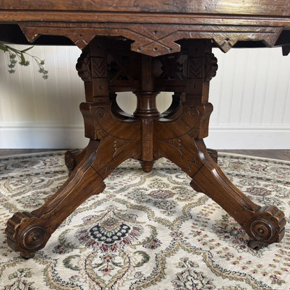 Antique Victorian Marble Top Walnut Side Table
