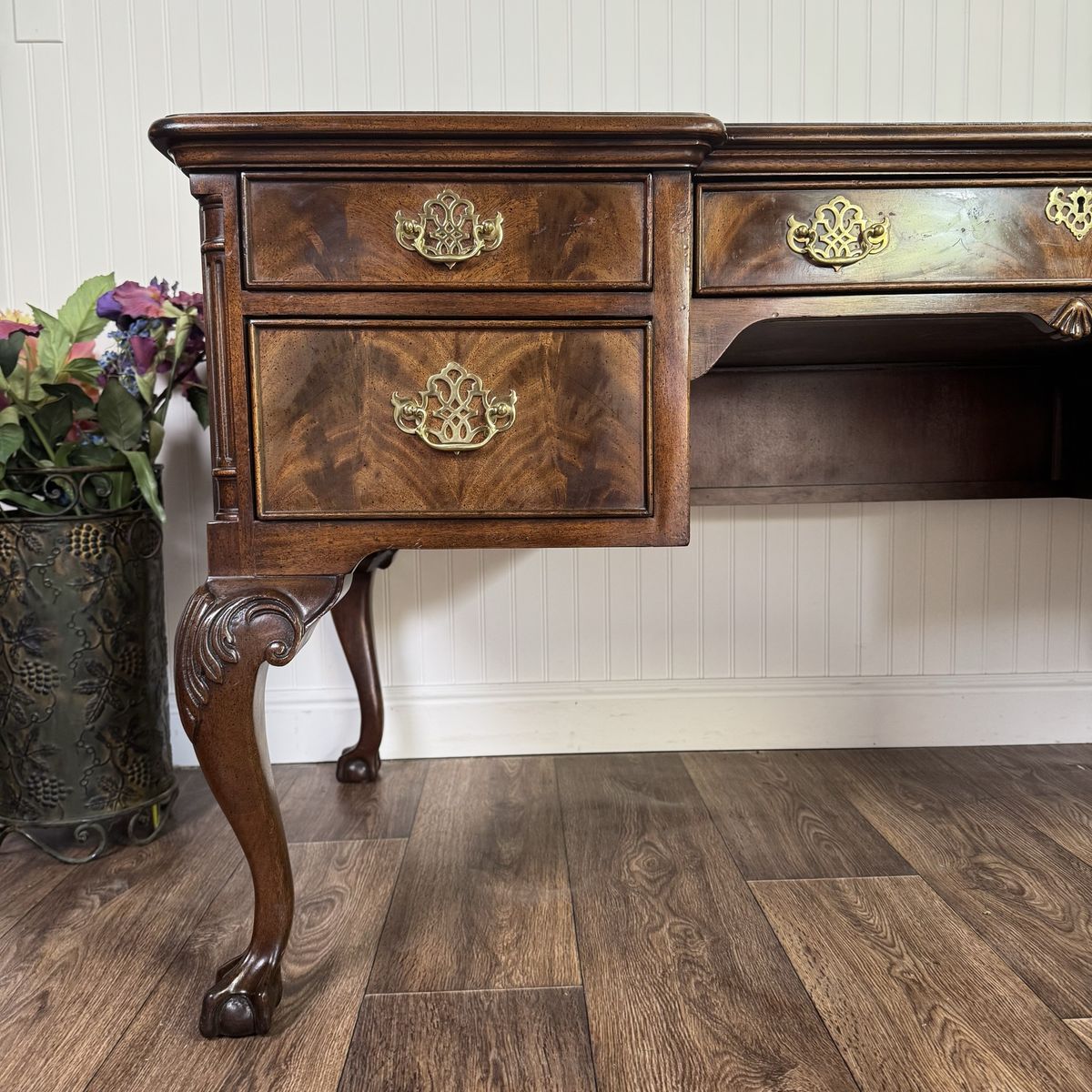 Vintage Chippendale Sligh Desk with Leather Top
