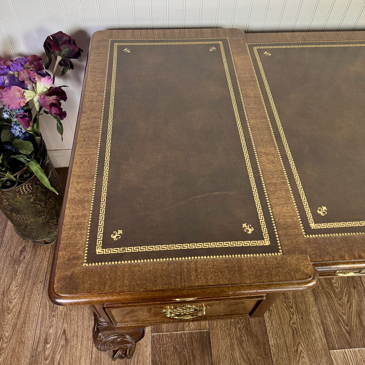 Vintage Chippendale Sligh Desk with Leather Top