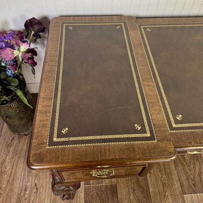 Vintage Chippendale Sligh Desk with Leather Top