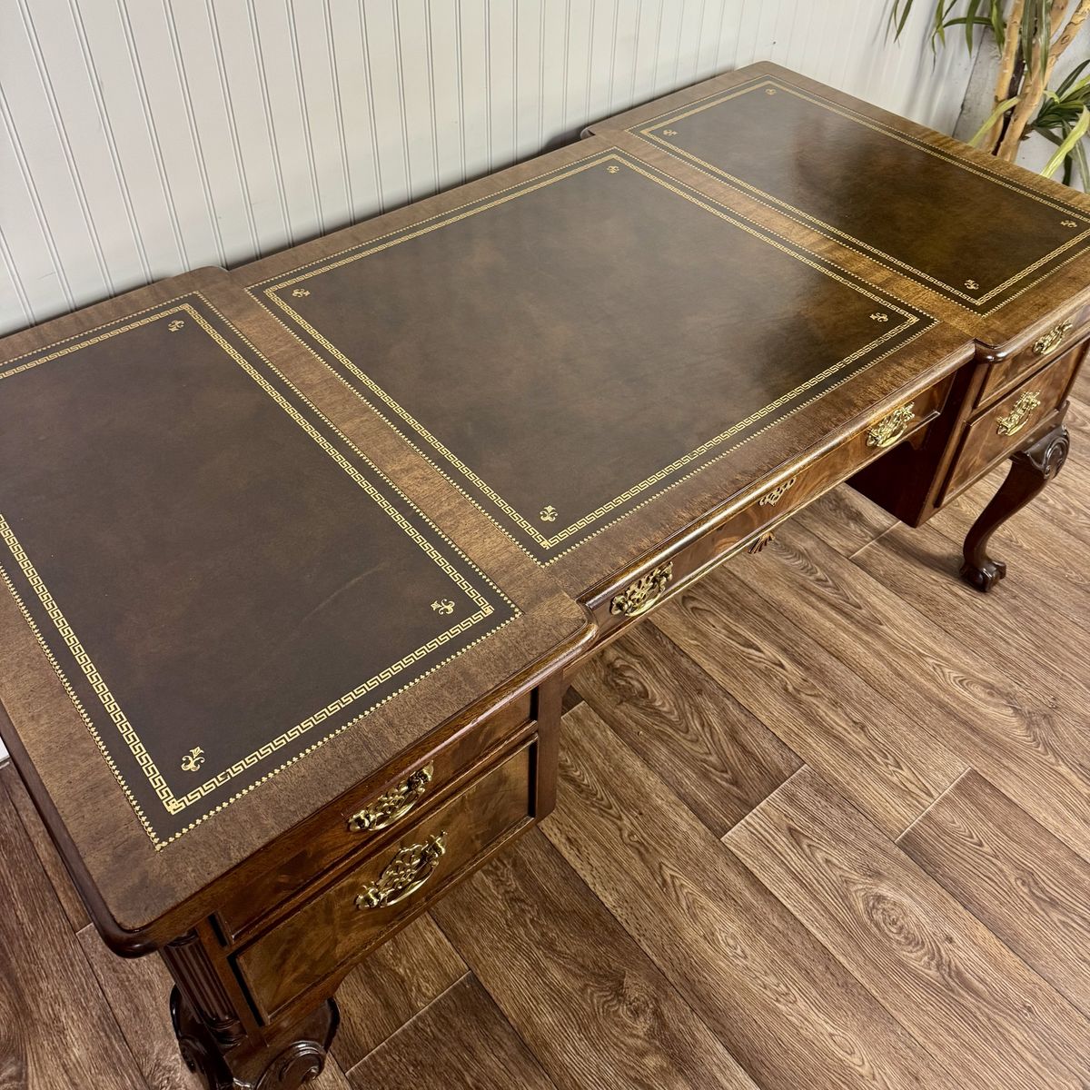 Vintage Chippendale Sligh Desk with Leather Top