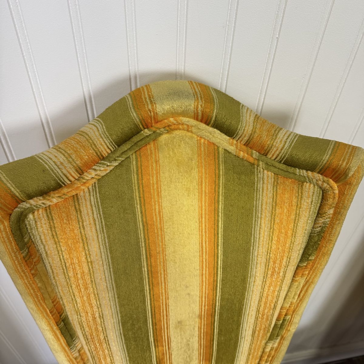 Designer 1970s Velvet Striped High Back Chairs