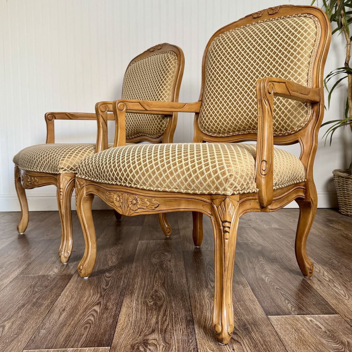 Pair of French Provincial Carved Armchairs