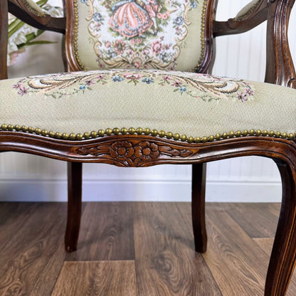 French Provincial Needlepoint Tapestry Armchair