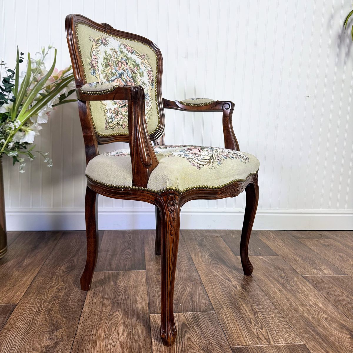 French Provincial Needlepoint Tapestry Armchair