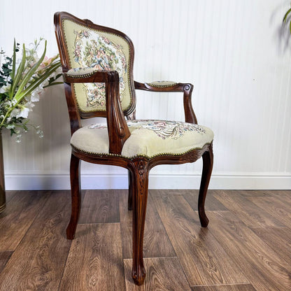 French Provincial Needlepoint Tapestry Armchair