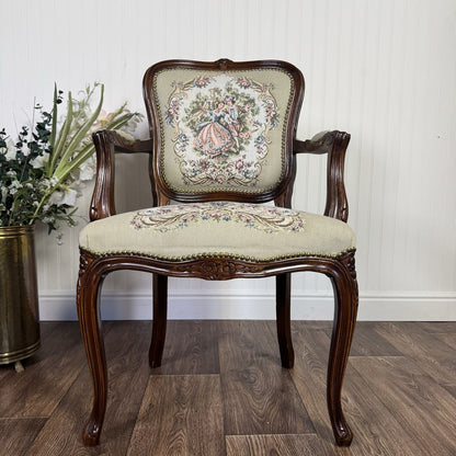 French Provincial Needlepoint Tapestry Armchair