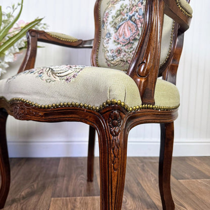 French Provincial Needlepoint Tapestry Armchair