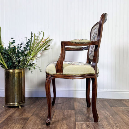 French Provincial Needlepoint Tapestry Armchair