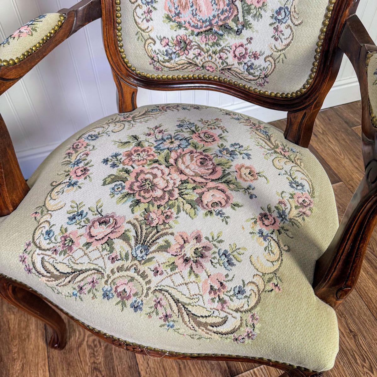 French Provincial Needlepoint Tapestry Armchair