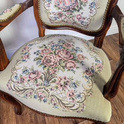 French Provincial Needlepoint Tapestry Armchair