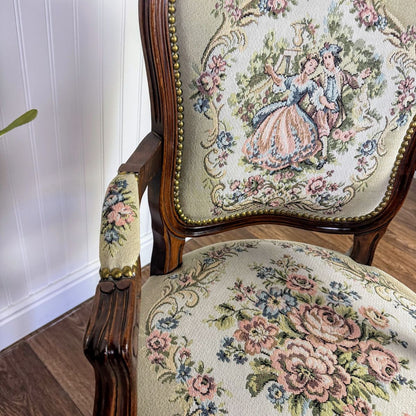 French Provincial Needlepoint Tapestry Armchair
