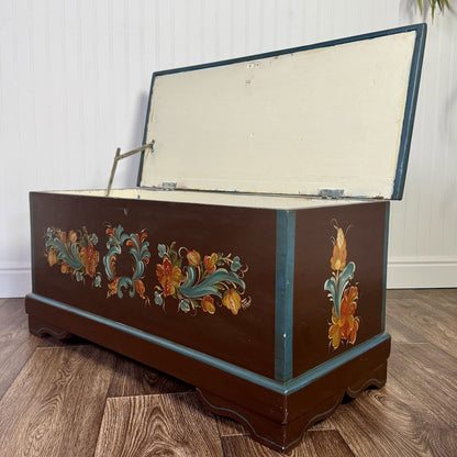 Hand-Painted Scandinavian Folk Art Chest - Signed